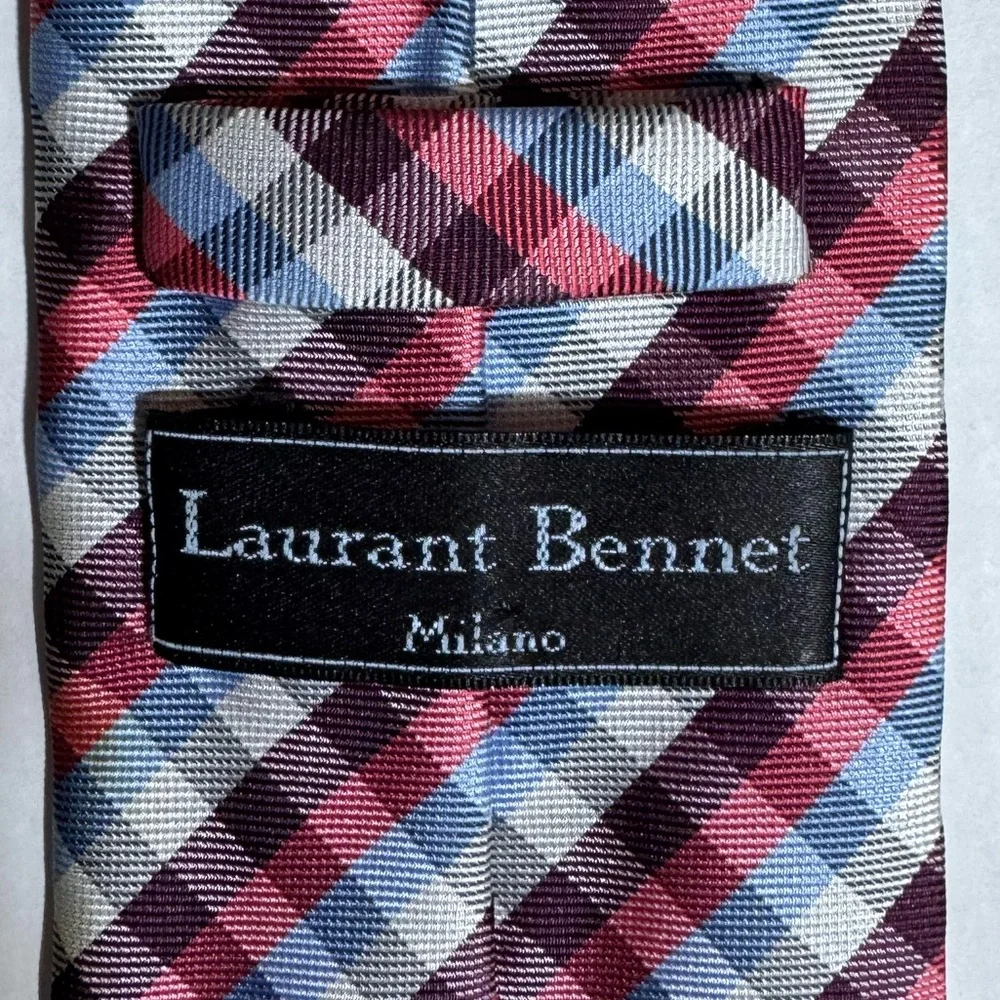 Laurant Bennet Gingham Pink Mens Tie Quiet Luxury Handmade Old Money Formal